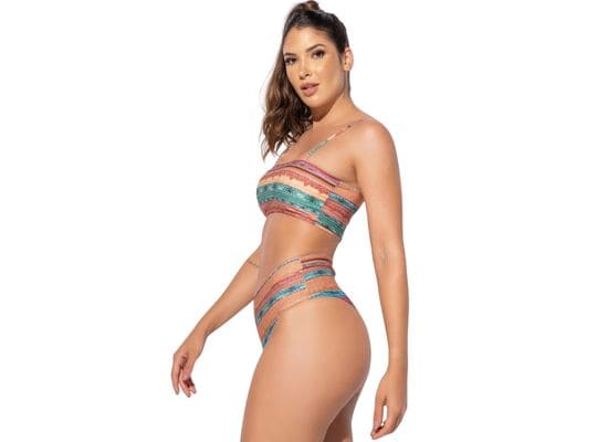 Biquini MVB Modas Top Faixa Hot Pants Cintura Alta