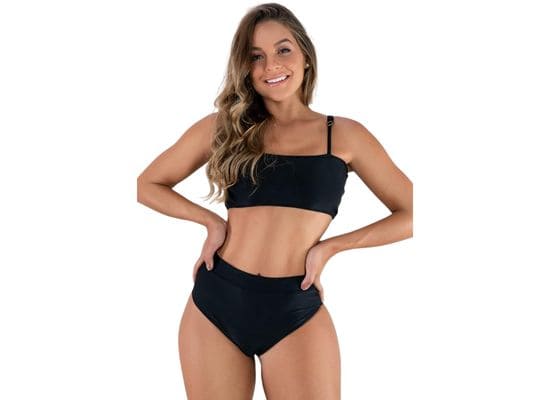 Biquini MVB Modas Top Faixa Hot Pants Cintura Alta