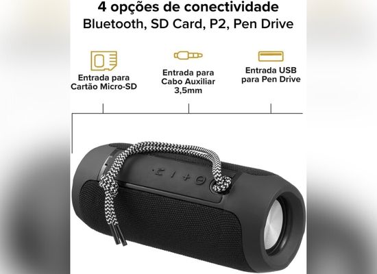 I2GO, Caixa De Som Bluetooth Essential Sound Go, 10W RMS, Resistente à Água, Preto