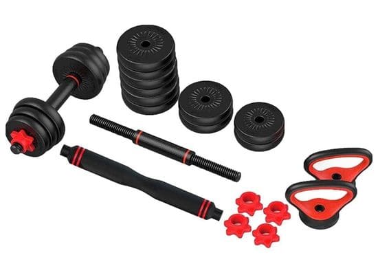Kit Halteres 6 em 1 Peso Musculação até 20kg Ajustável Preto