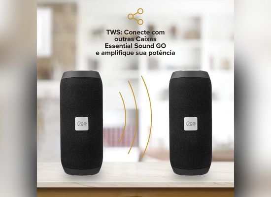 I2GO, Caixa De Som Bluetooth Essential Sound Go, 10W RMS, Resistente à Água, Preto